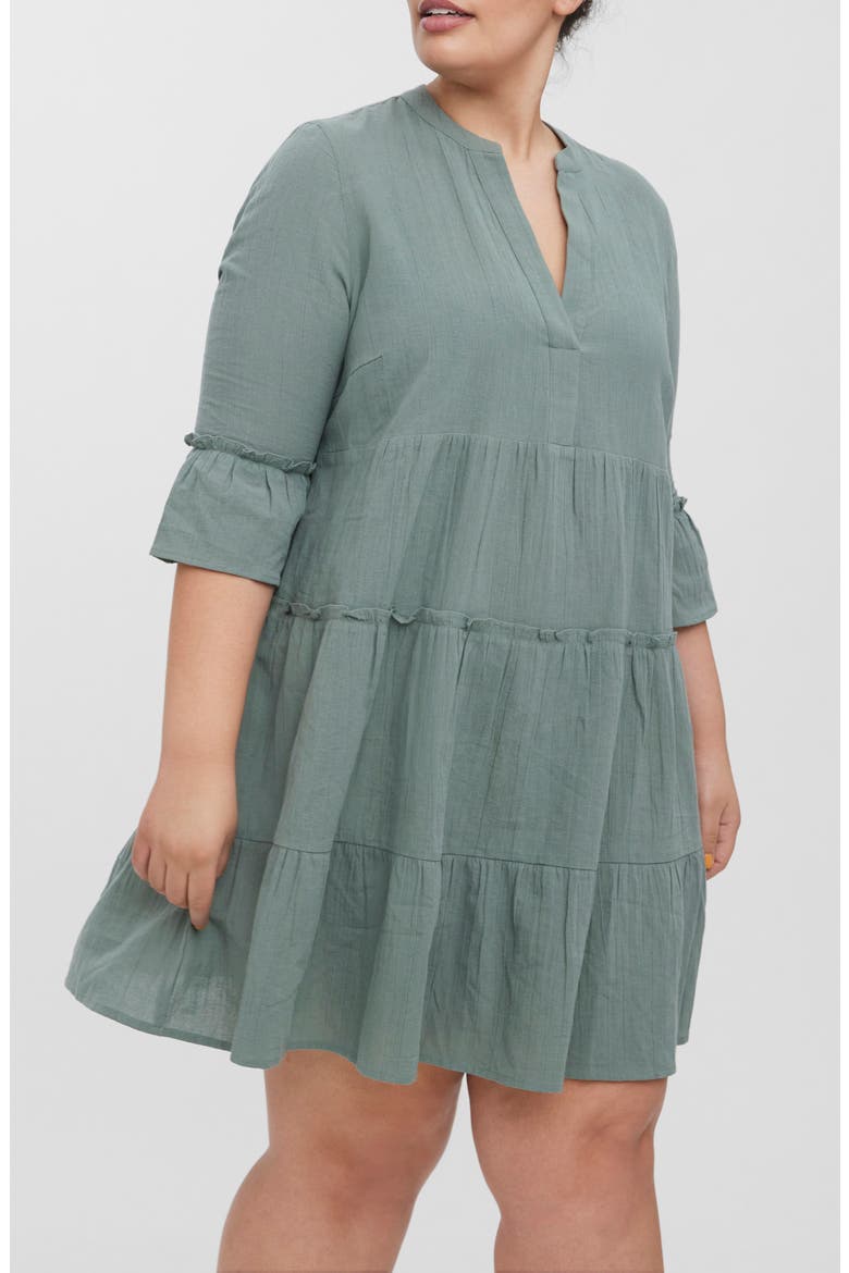 Heli Tiered Long Sleeve Organic Cotton Dress, Alternate, color, LAUREL WREATH