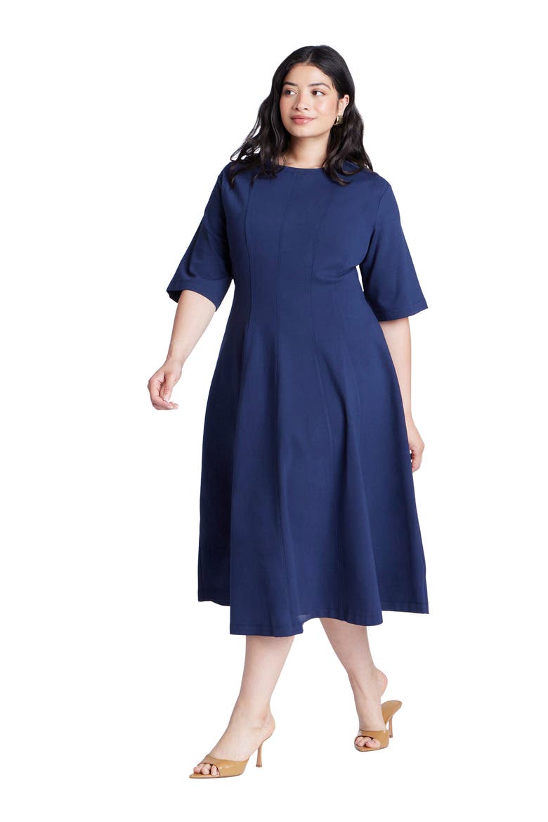 Seam Detail Ponte Work Dress, Alternate, color, RICH NAVY