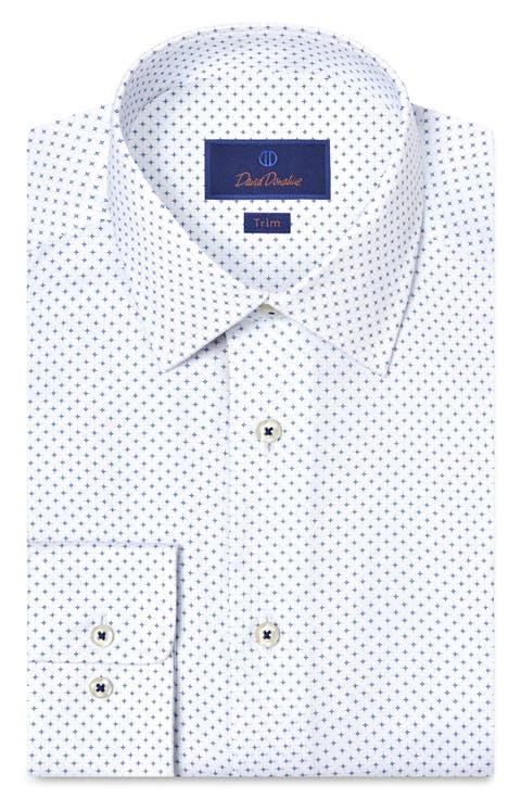 Trim Fit Neat Print Cotton Dress Shirt