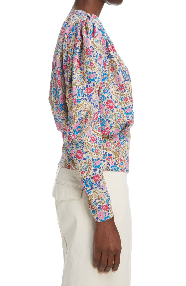 Isabel Marant Zarga Floral Stretch Silk Blouse, Alternate, color,