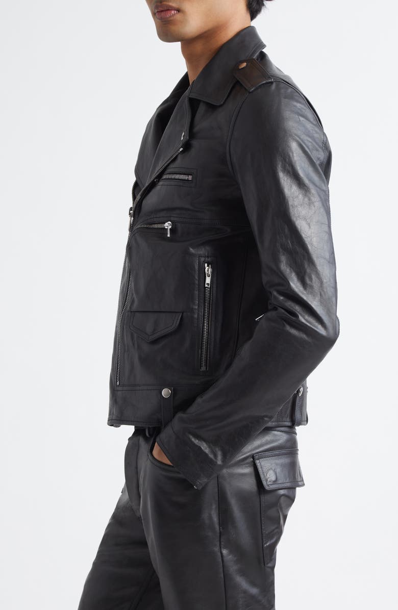 Rick Owens Hollywood Bauhaus Stooges Leather Jacket, Alternate, color, Black