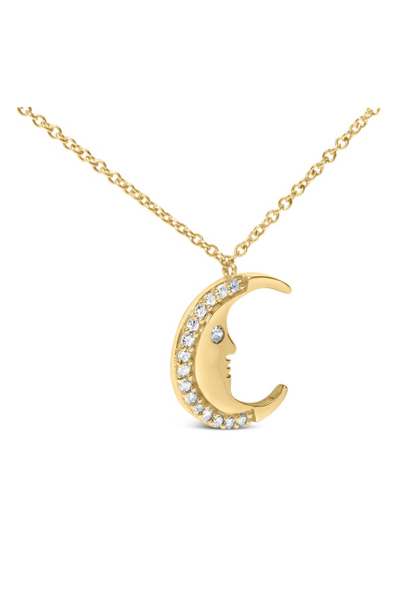 Haus of Brilliance 14K Yellow Gold 1/10 Cttw Diamond Crescent Man on the Moon Pendant Necklace, Alternate, color, Yellow