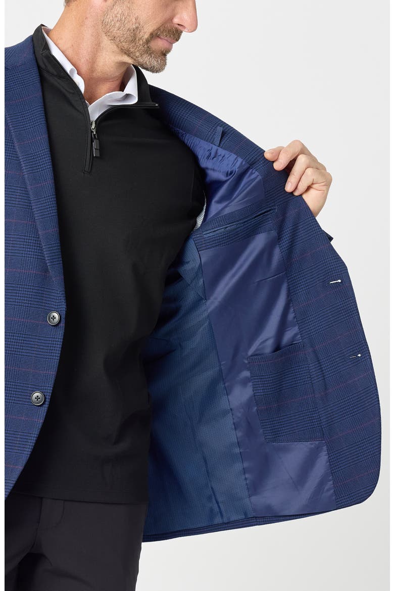 Plaid Stretch Sport Coat, Alternate, color, NAVY
