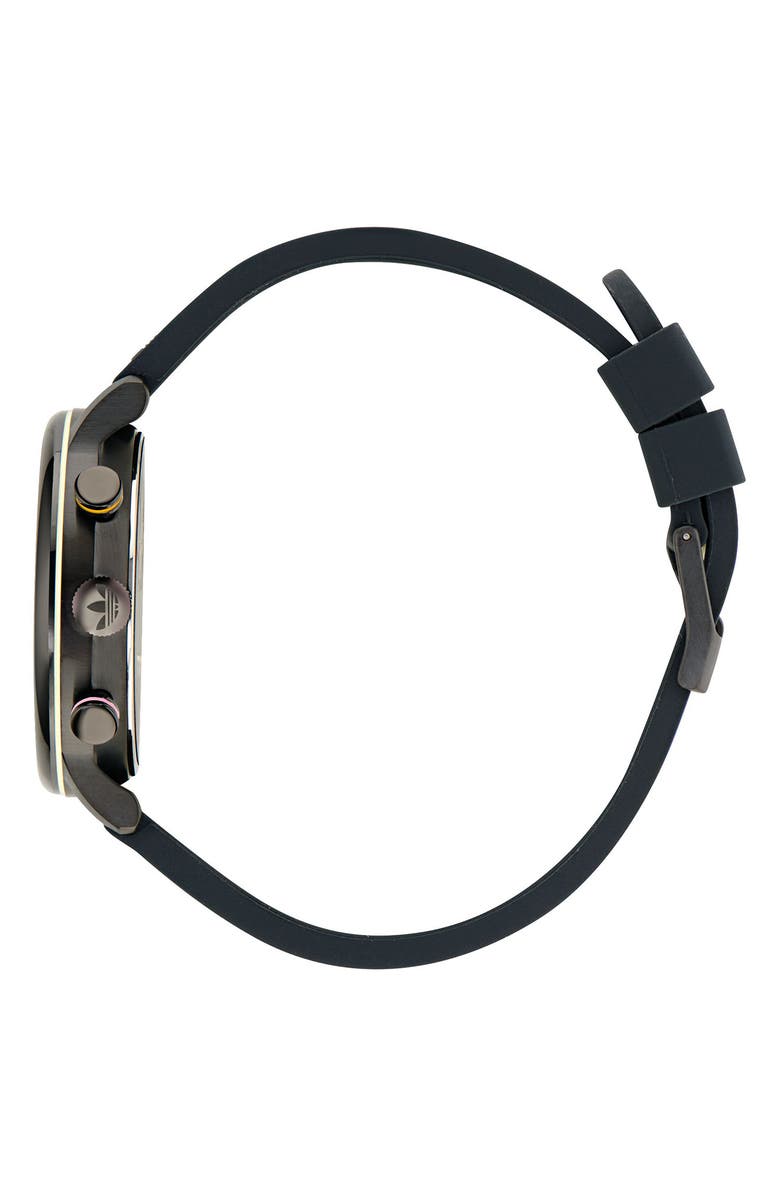 adidas AO Silicone Strap Chronograph Watch, Alternate, color, Black