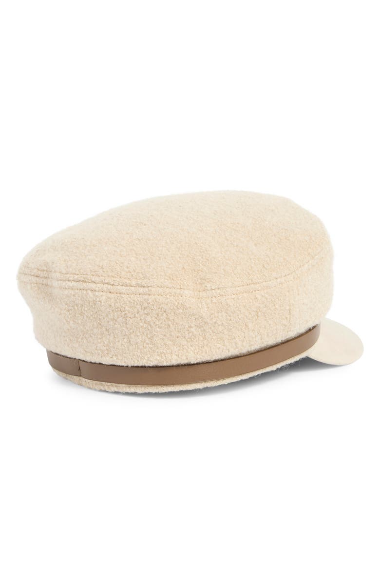 Melrose and Market Bouclé Faux Suede Brim Cabbie Driving Cap, Alternate, color, Oatmeal- Brown