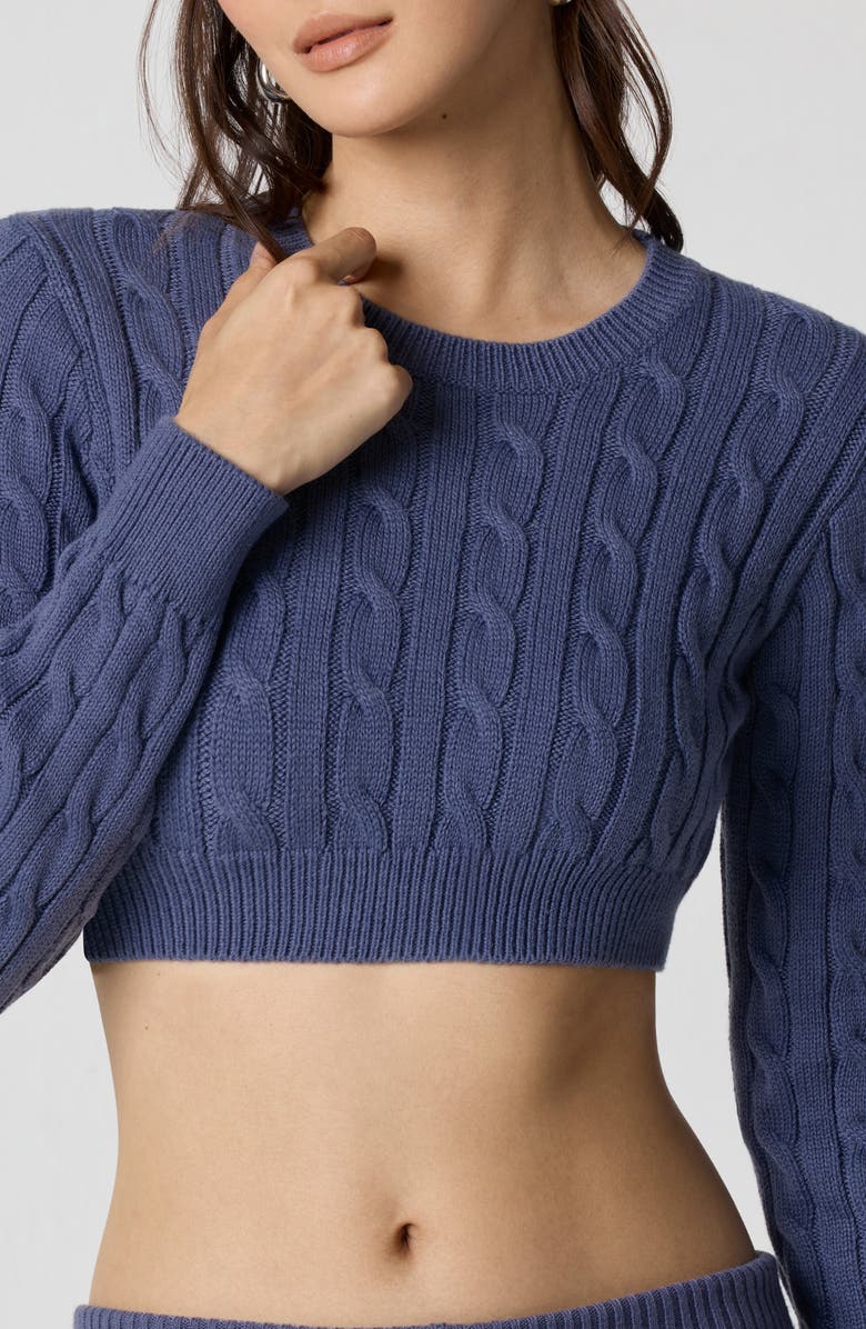Florence by Mills Barre Crop Cable Sweater, Alternate, color, Blue Grisaille
