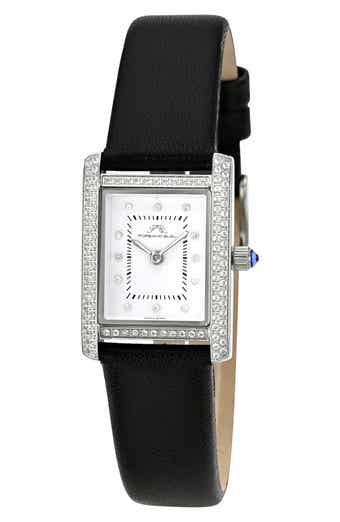 PORSAMO BLEU Karolina Diamond Leather Strap Watch, 21.5mm x 30mm - 0.06 ct.