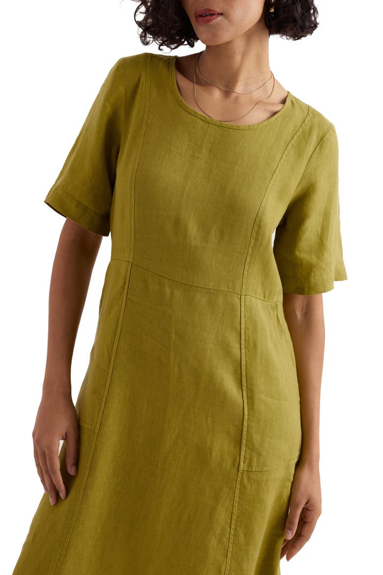 Grass Wave Linen Midi Dress, Alternate, color, AVOCADO