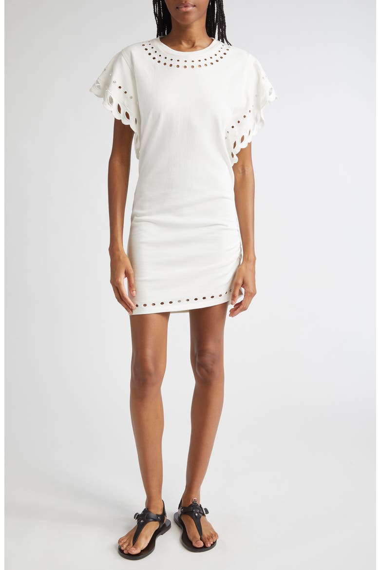Orlane Eyelet Trim Cotton Dress, Main, color, ECRU