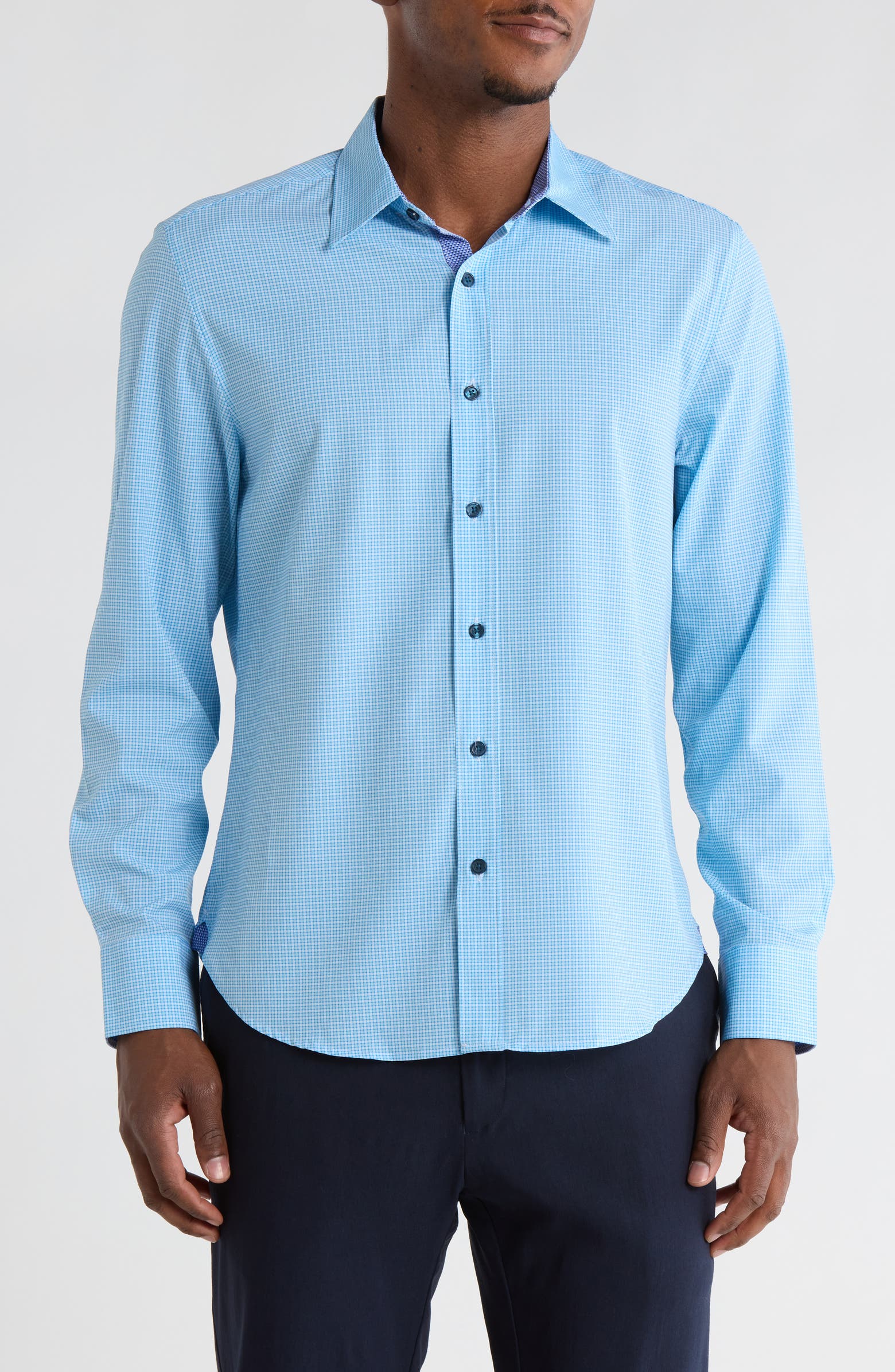 CONSTRUCT Micro Square Stretch Dress Shirt | Nordstromrack