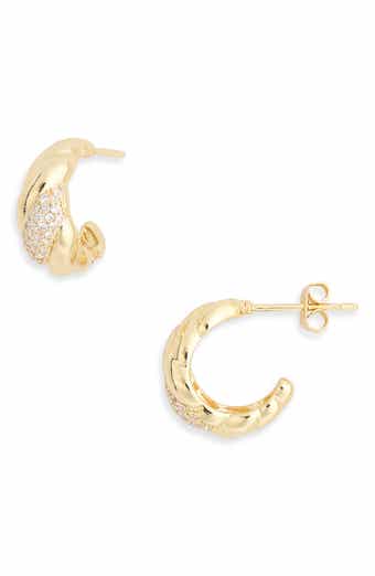 Demi Fine Pavé Cubic Zirconia Textured Hoop Earrings