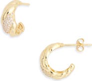 NORDSTROM RACK Demi Fine Pavé Cubic Zirconia Textured Hoop Earrings