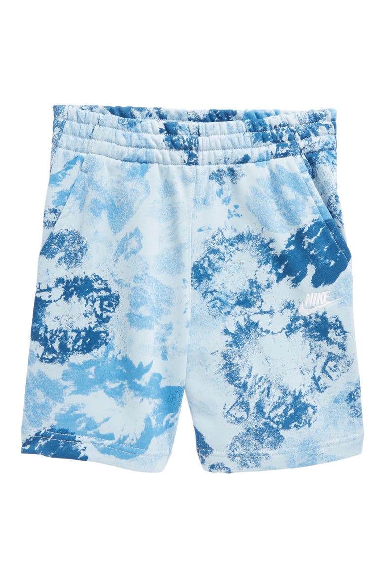 Kids' Club Fleece Midweight French Terry Shorts, Main, color, LIGHT ARMORY BLUE/ WHITE