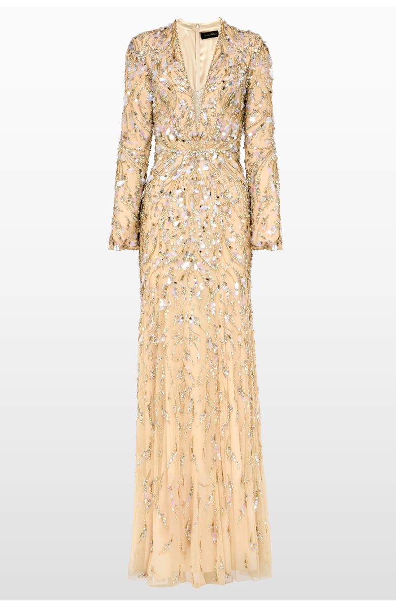 Jenny Packham Kaia Gown, Main, color, Almond