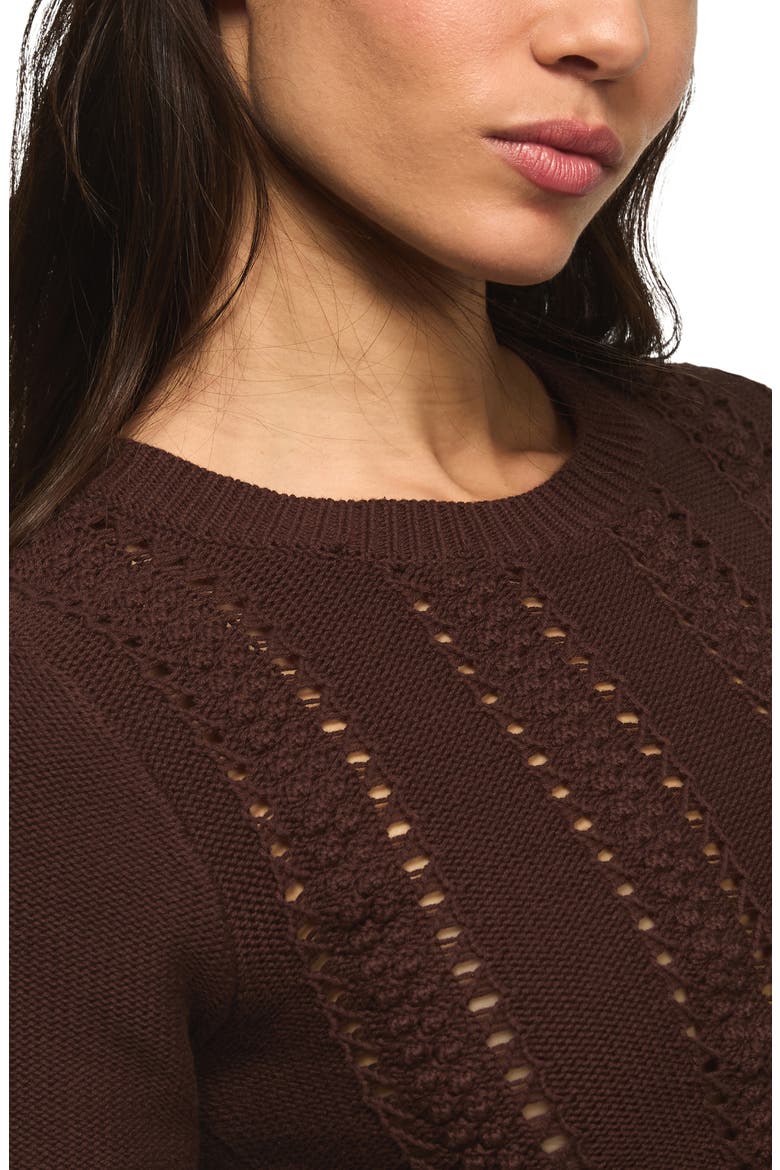 Pointelle Short Sleeve Sweater, Alternate, color, PEPPERCORN
