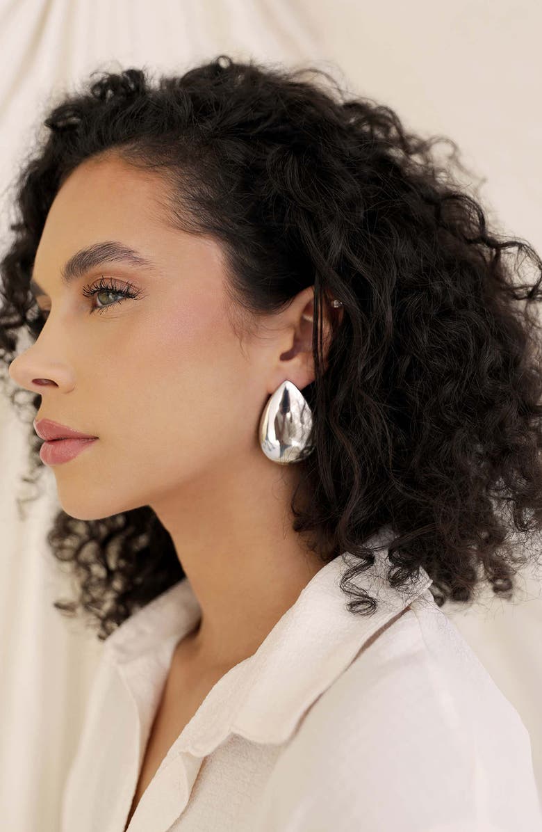 Ettika Teardrop Stud Earrings, Alternate, color, Rhodium