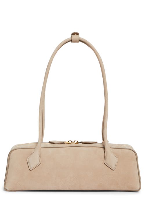 Alaïa Medium Le Teckel Suede East/west Shouder Bag In Sand