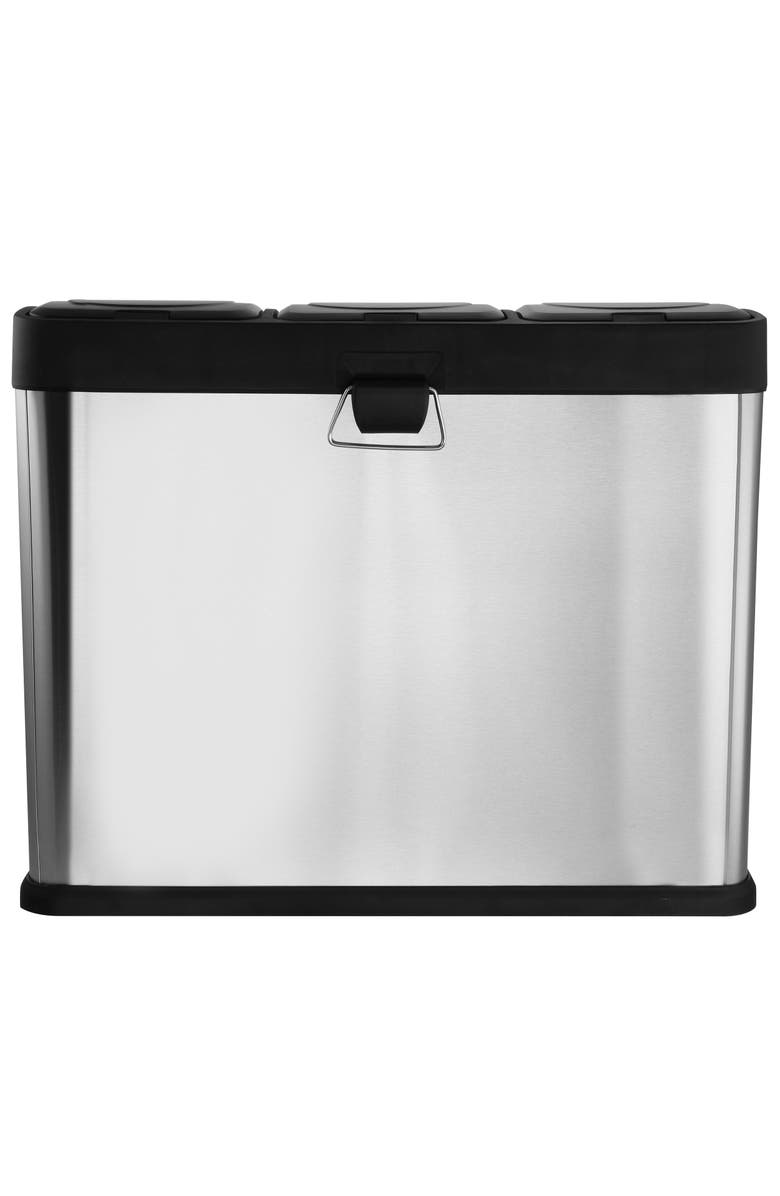 Elama 3 Section 15 Liter/4 Gallon Each Section Trash and Recycling Step Bin, Alternate, color, Silver