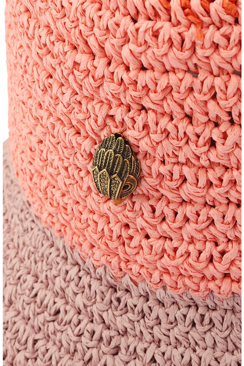 Colorblock Raffia Bucket Hat, Alternate, color, CORAL GLOW
