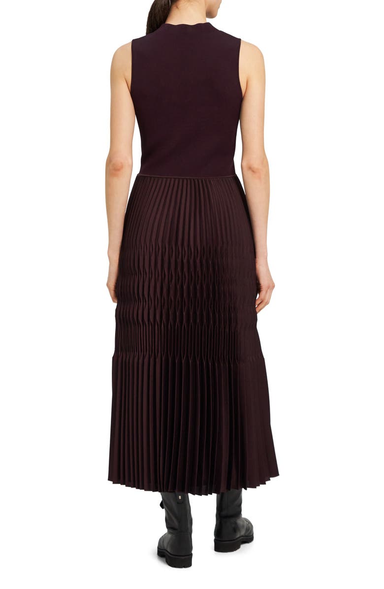 Theory Pleated Satin Midi Dress, Alternate, color, 