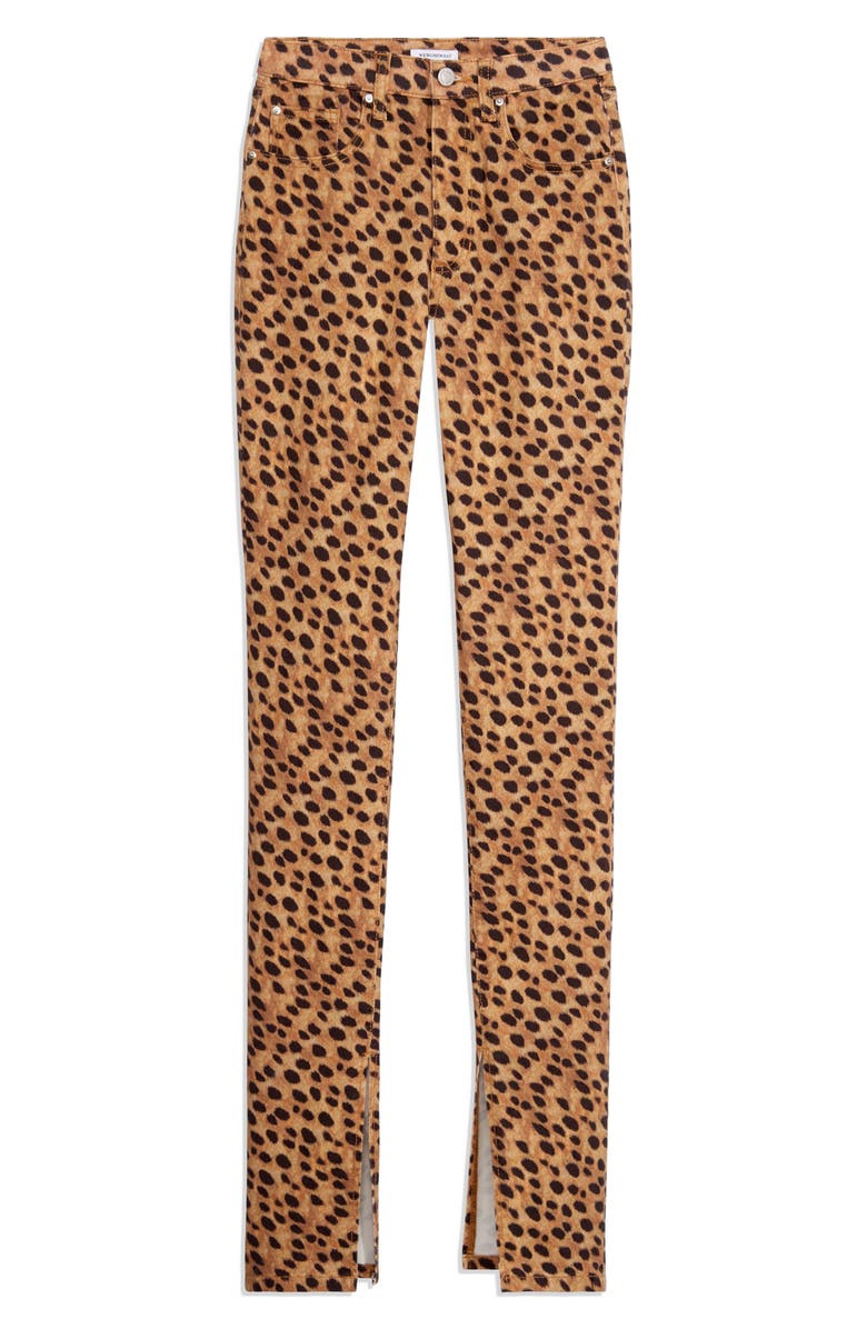 WeWoreWhat We Wore What Stiletto High Waist Split Hem Leopard Skinny Jeans, Alternate, color, 