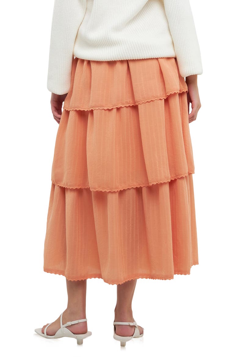 Smock Waist Tiered Ruffle Skirt, Alternate, color, TANGERINE