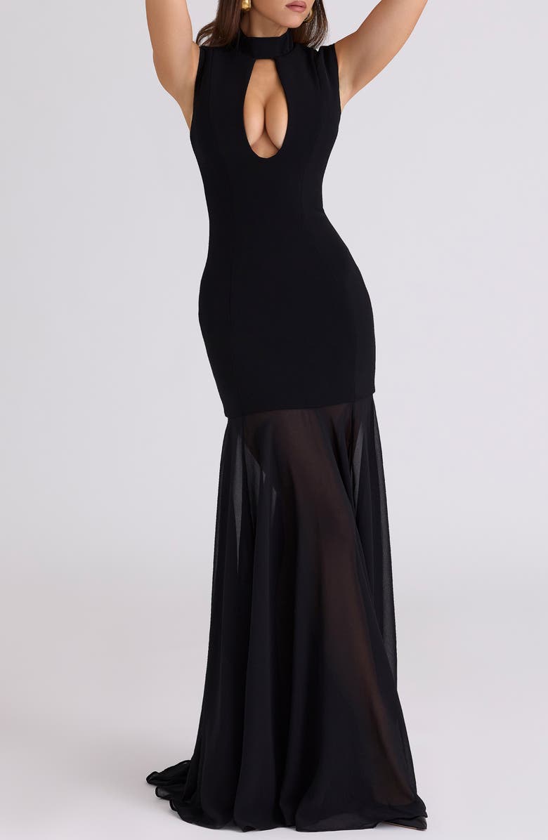 HOUSE OF CB Raphaella Stretch Crepe Mermaid Gown, Alternate, color, Black
