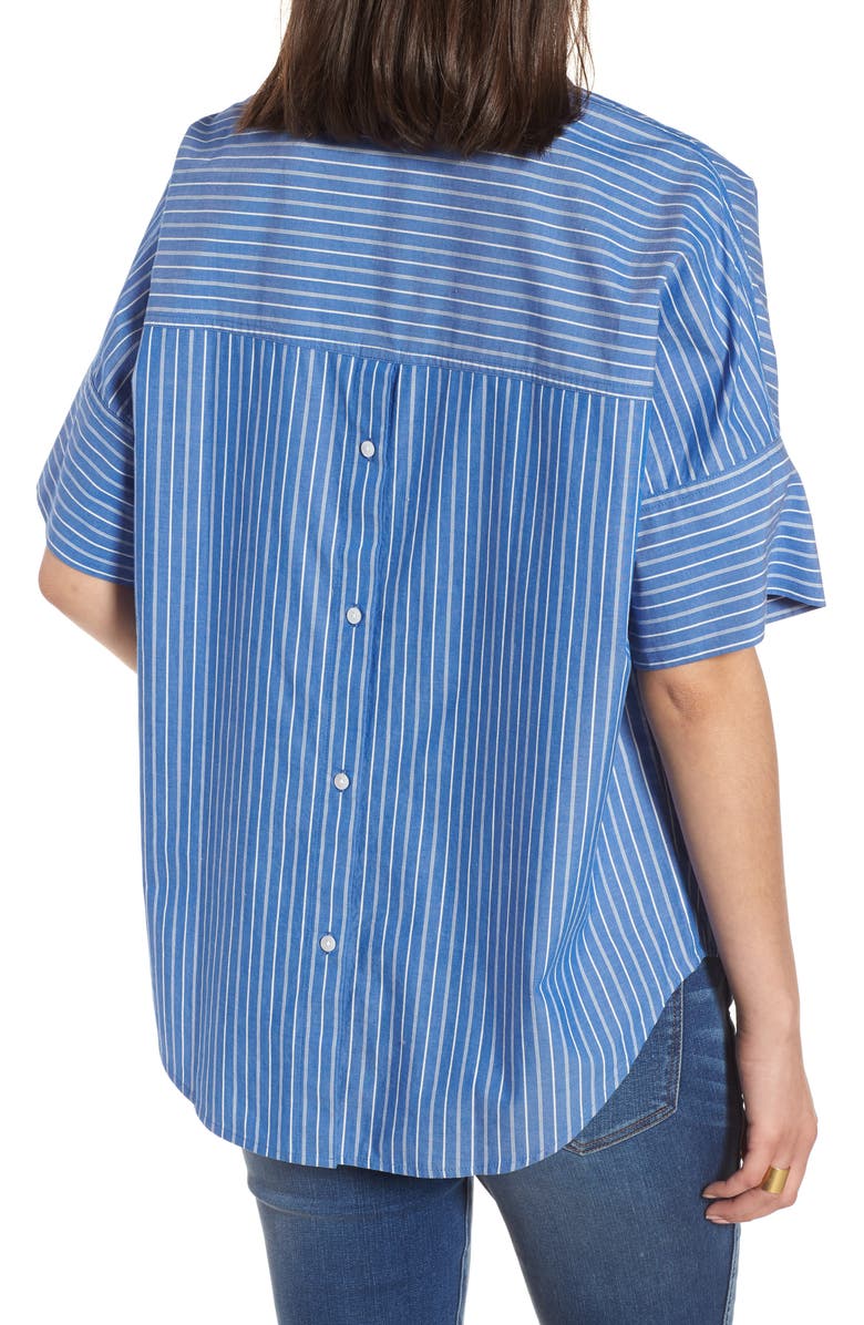 Madewell Courier Stripe Button Back Shirt, Alternate, color,