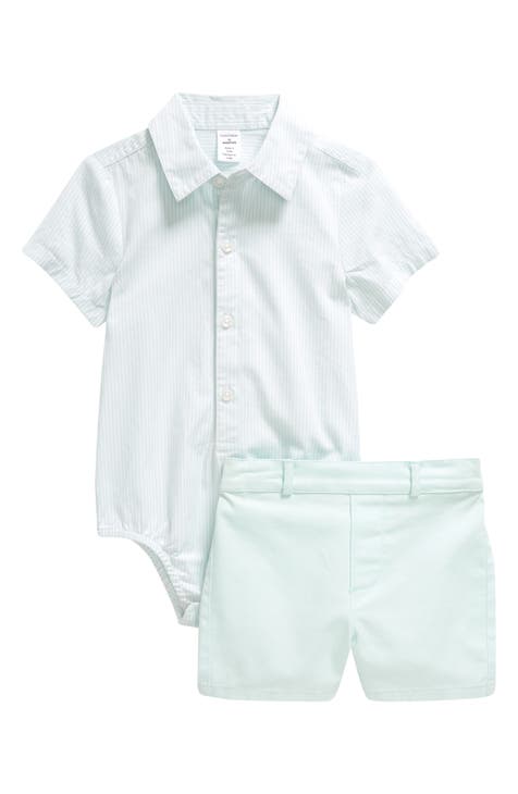 Cotton Collared Bodysuit & Shorts Set (Baby)