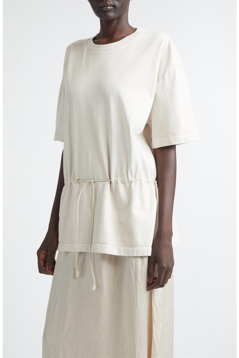 Joopy Drawstring Waist Mixed Media T-Shirt Dress, Alternate, color, BUTTER