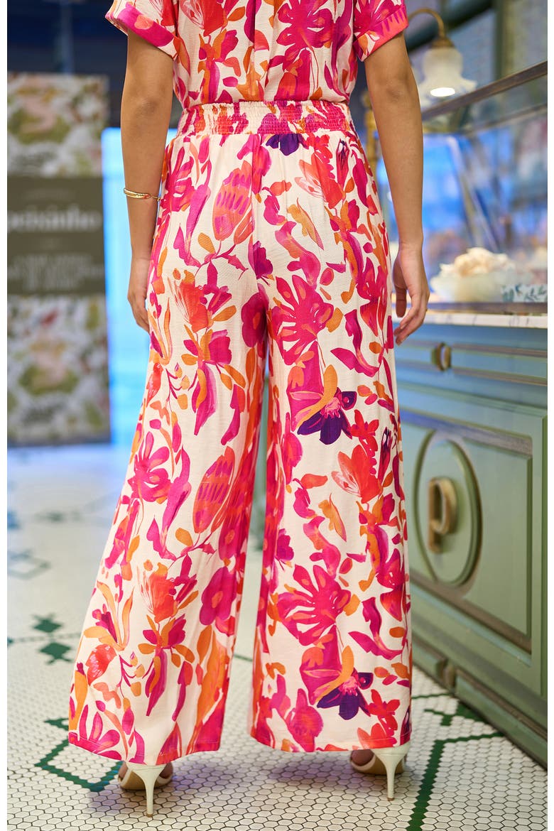 Abstract Floral Wide Leg Trousers, Alternate, color, Pink