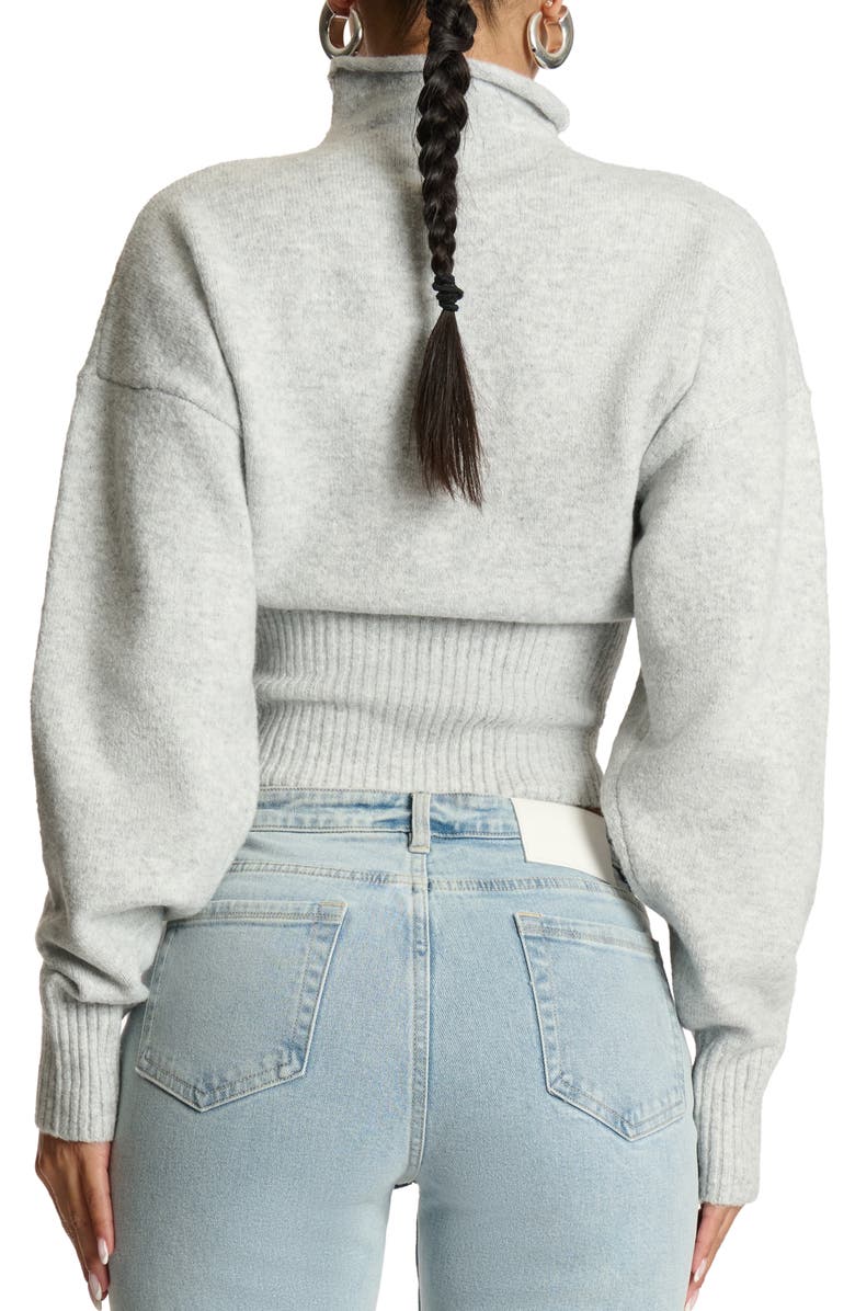 Naked Wardrobe Turtleneck Crop Sweater, Alternate, color, Heather Grey