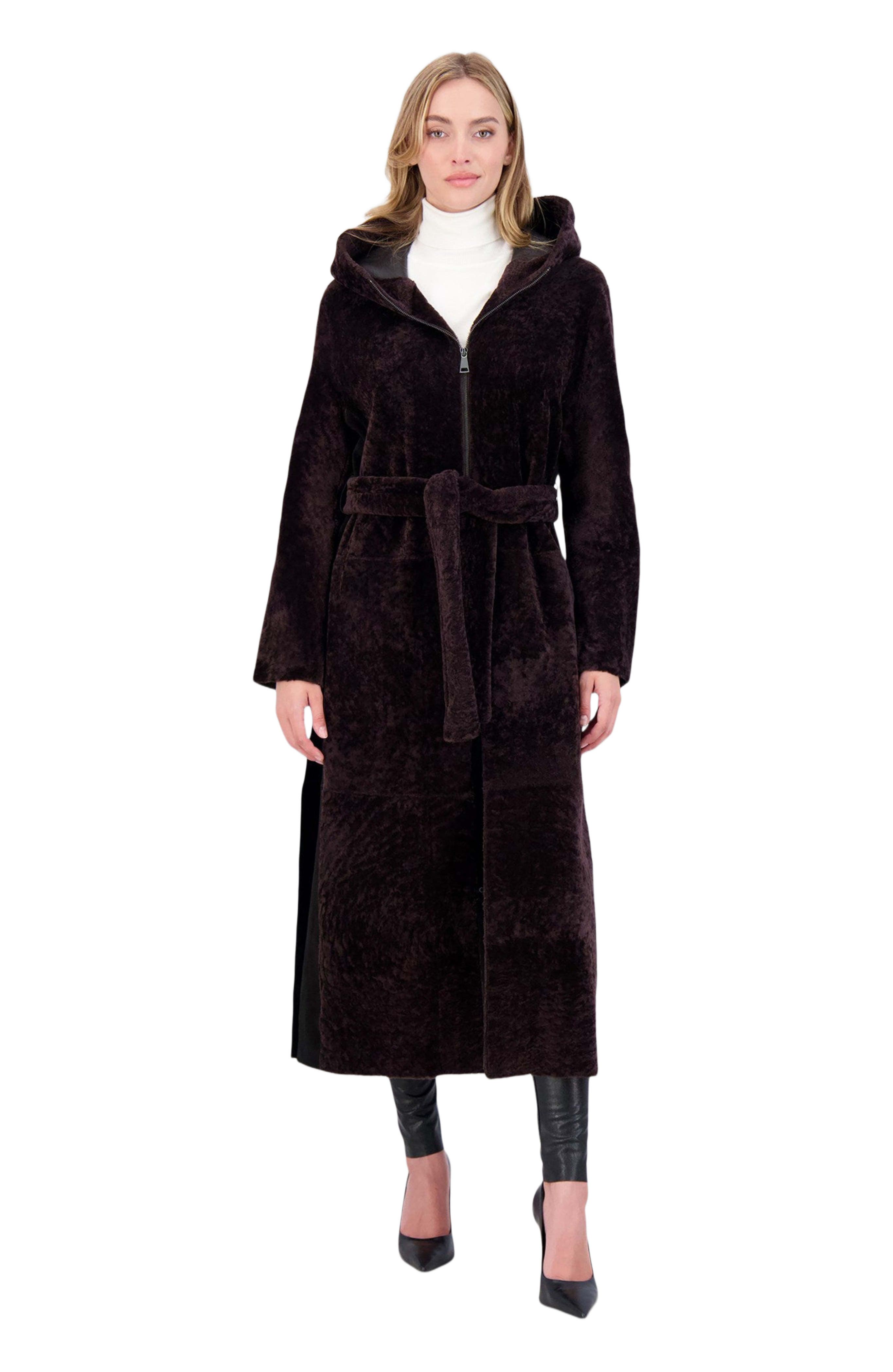Reversible Textured Genuine Shearling Coat - image 3