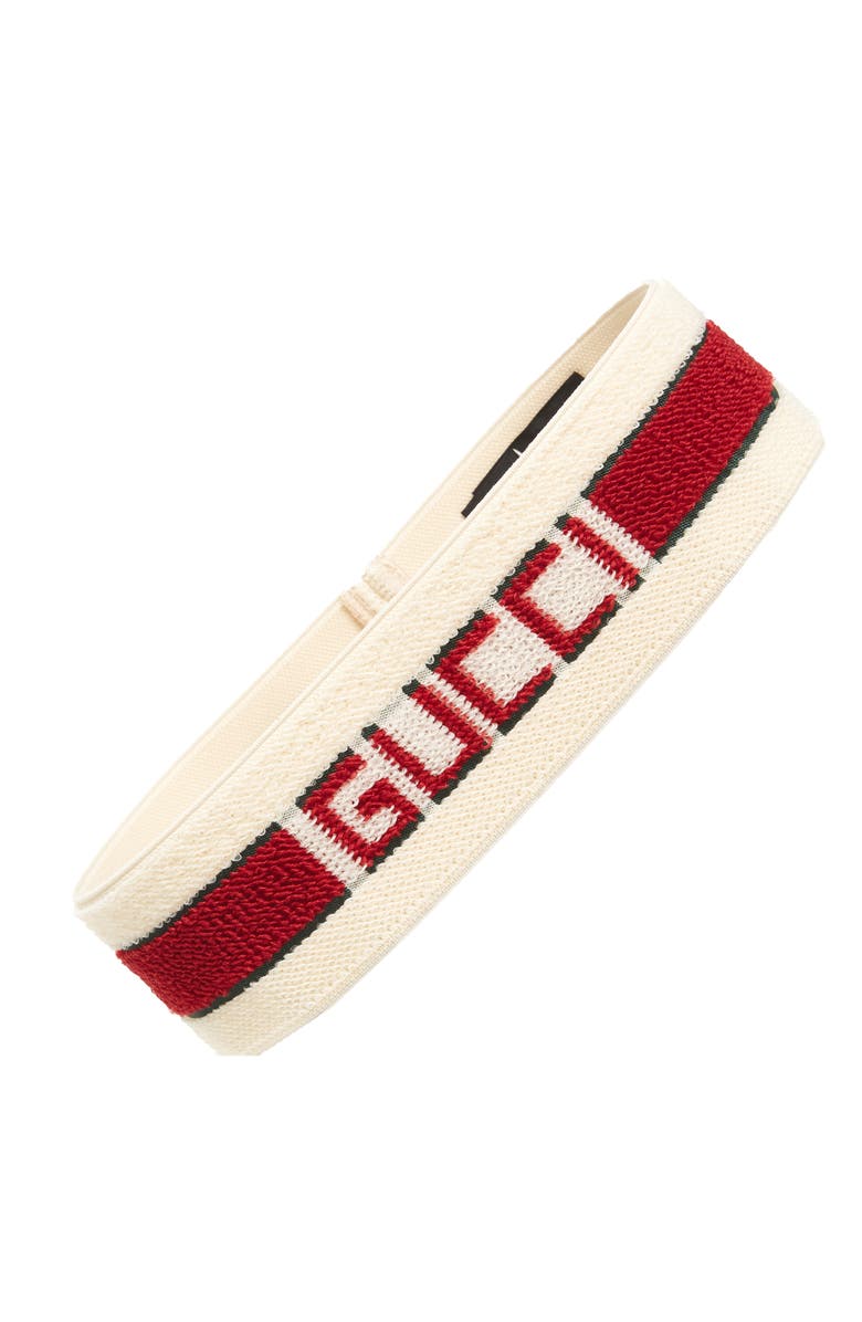 Gucci Logo Stripe Headband, Main, color, 