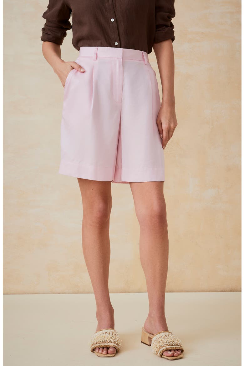 Cove High Waist Pleated Shorts, Alternate, color, LIGHT PINK