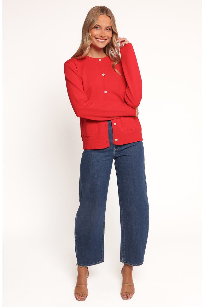 Abner Crewneck Cardigan, Alternate, color, RED
