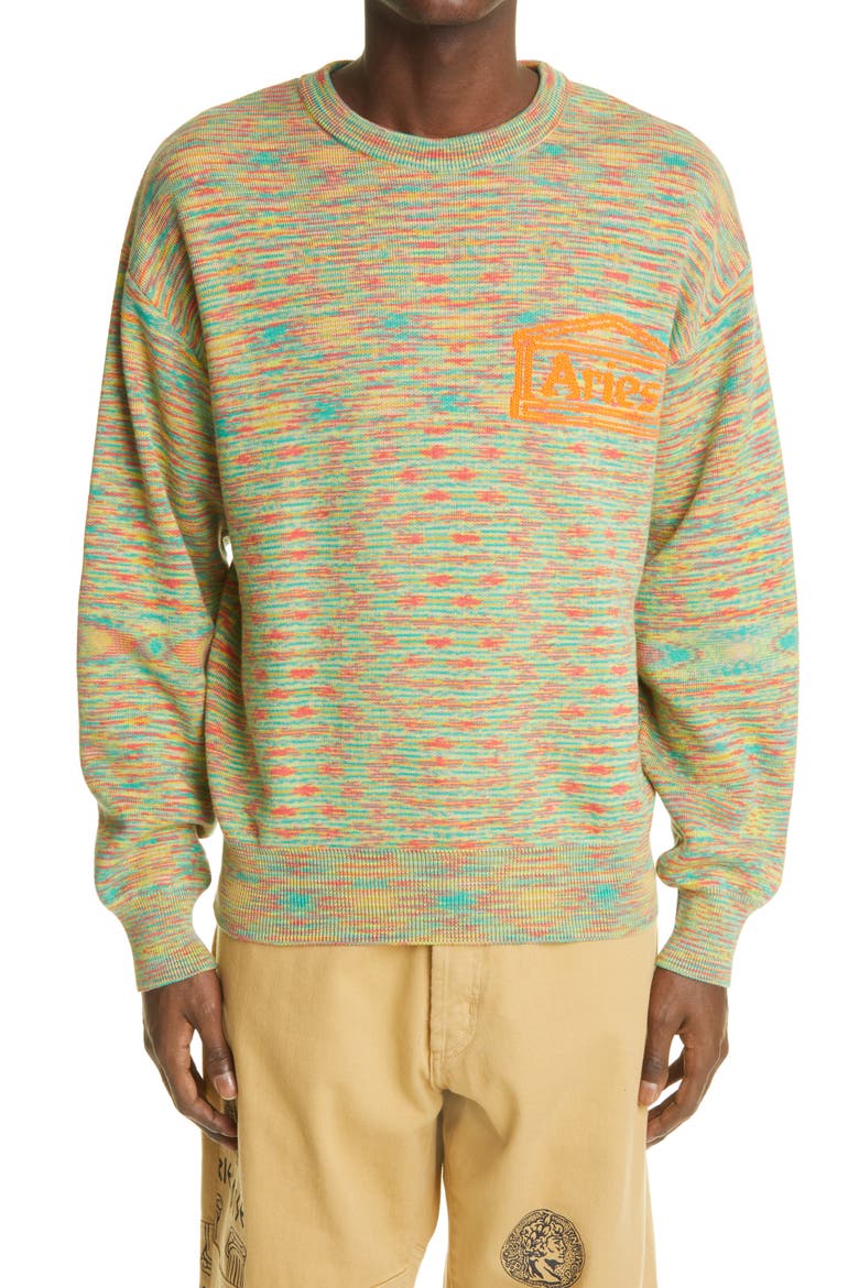 Magic Eye Temple Logo Space Dye Sweater, Main, color, ORANGE