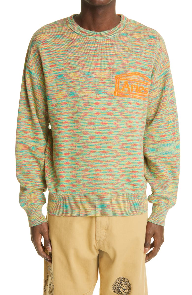 Aries Magic Eye Temple Logo Space Dye Sweater, Main, color, 