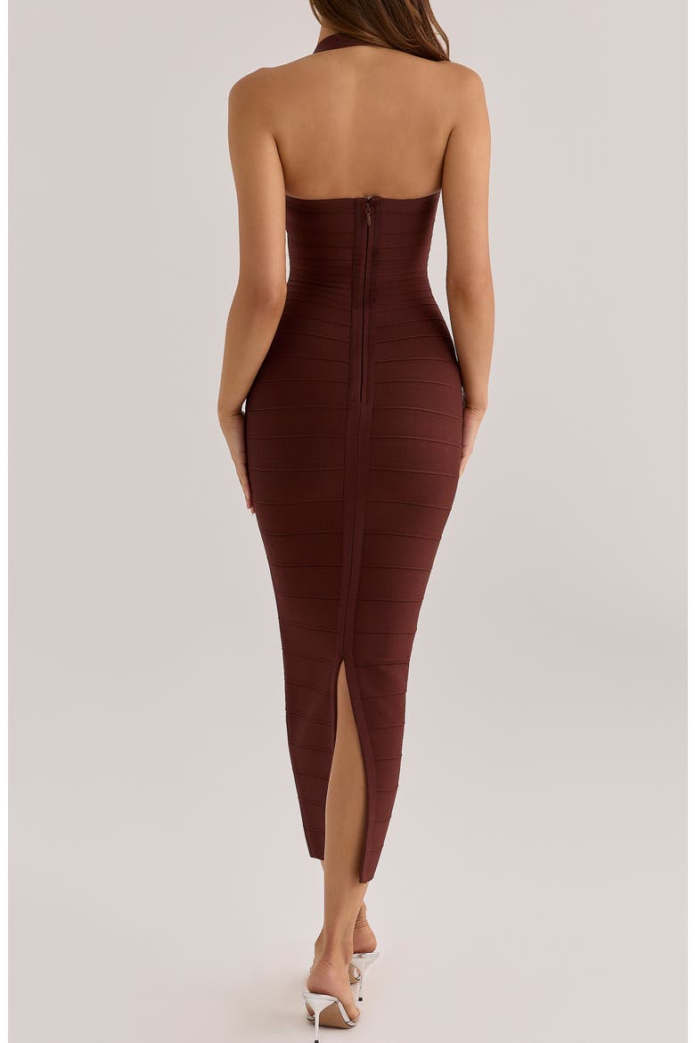 The Silhouette Halter Midi Dress, Alternate, color, CHOCOLATE