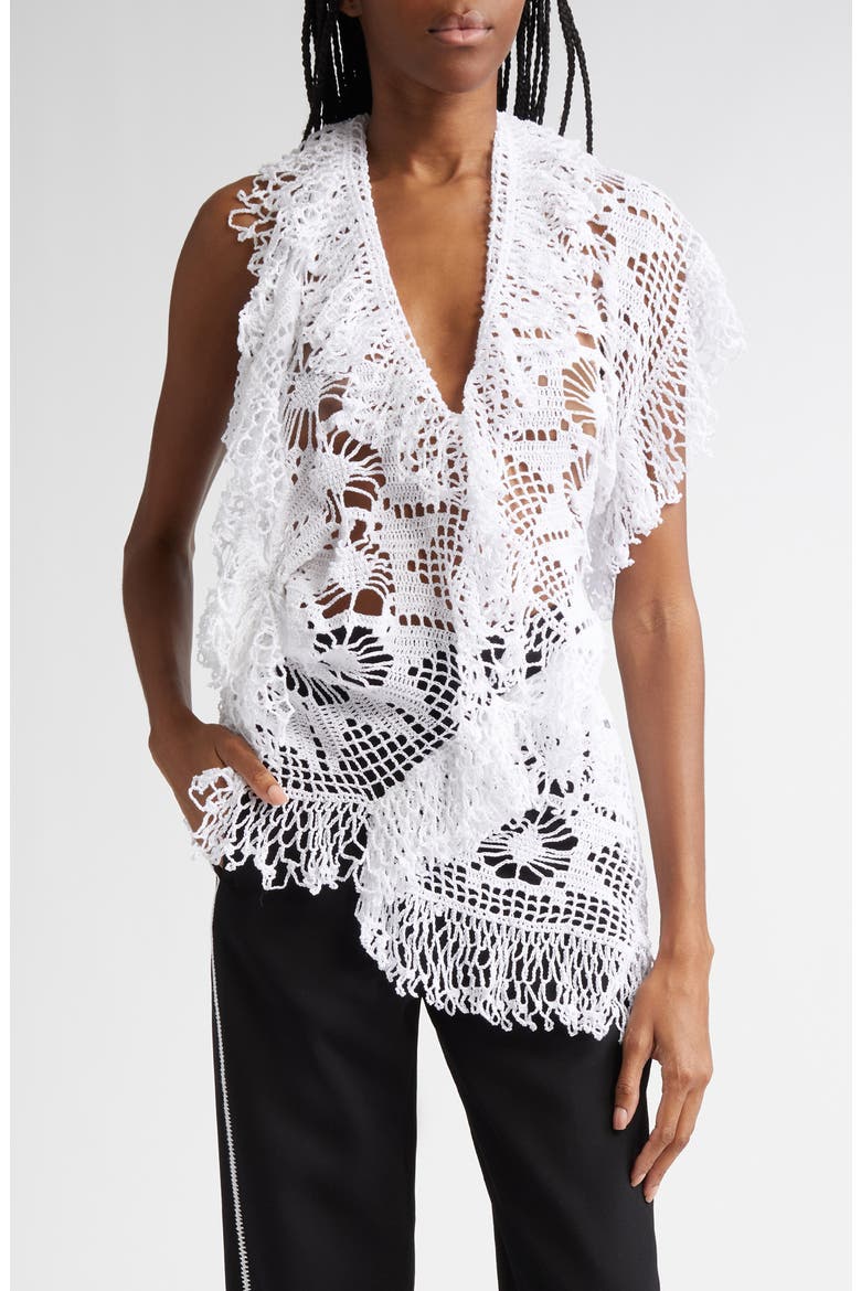 Drift Cotton Crochet Halter Top, Main, color, WHITE