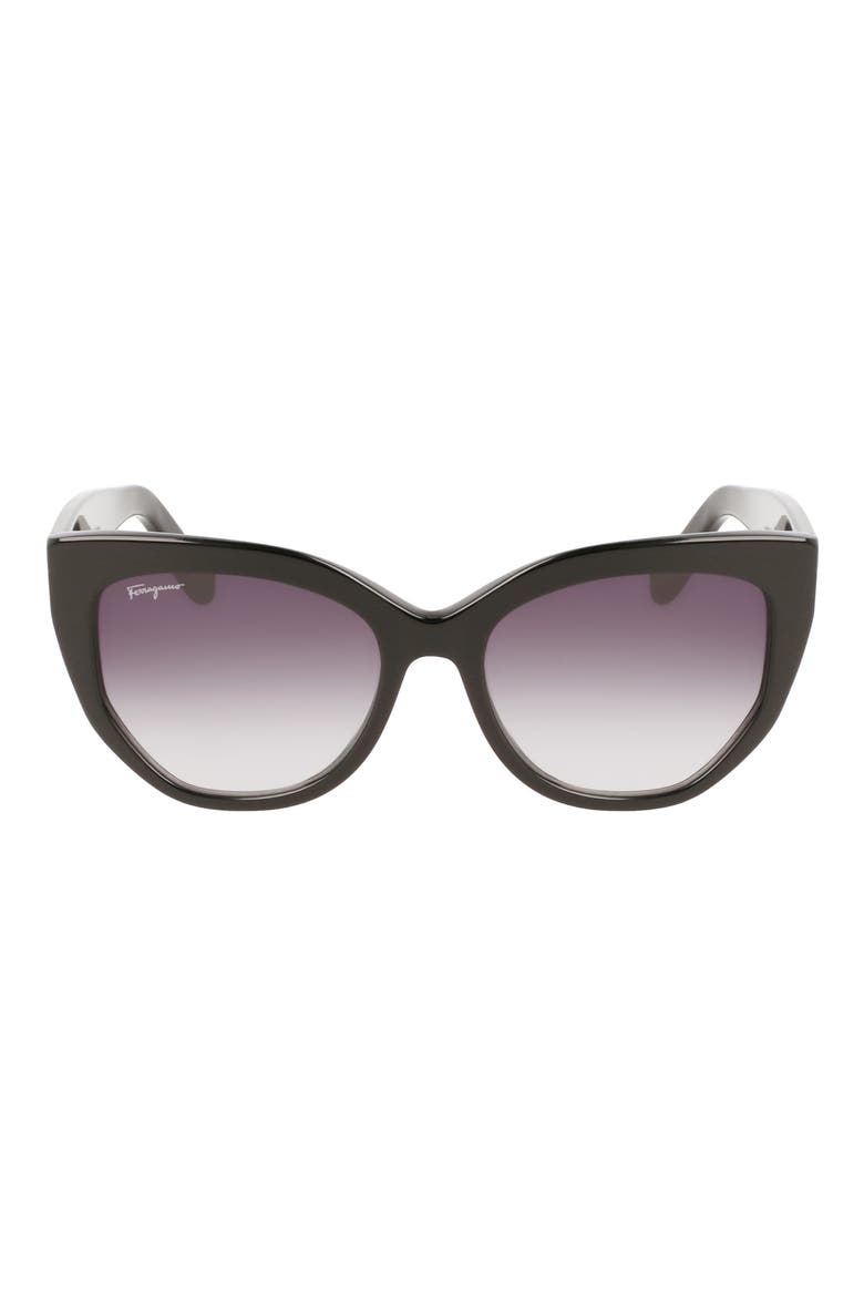 56mm Gradient Cat Eye Sunglasses, Main, color, BLACK