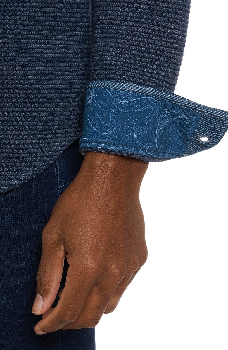 Robert Graham Brunner Knit Button-Up Shirt, Alternate, color, Indigo