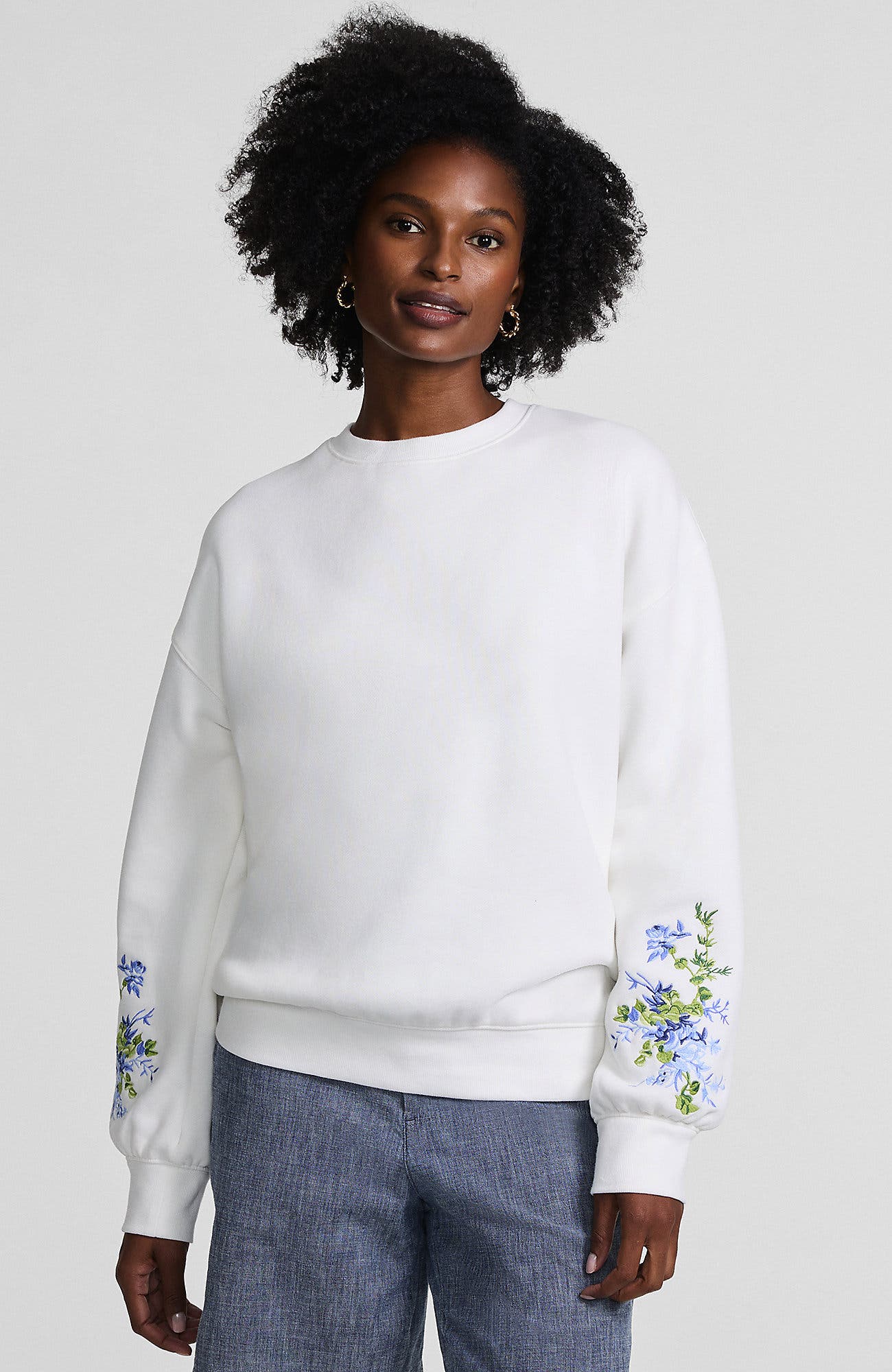 Blooms Embroidery/Chalk White