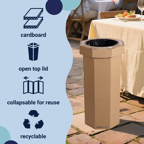 Happimess Fleur 25-gallon Classic Disposable Corrugated Cardboard Event Trash Can And Recycling Bin In Brown