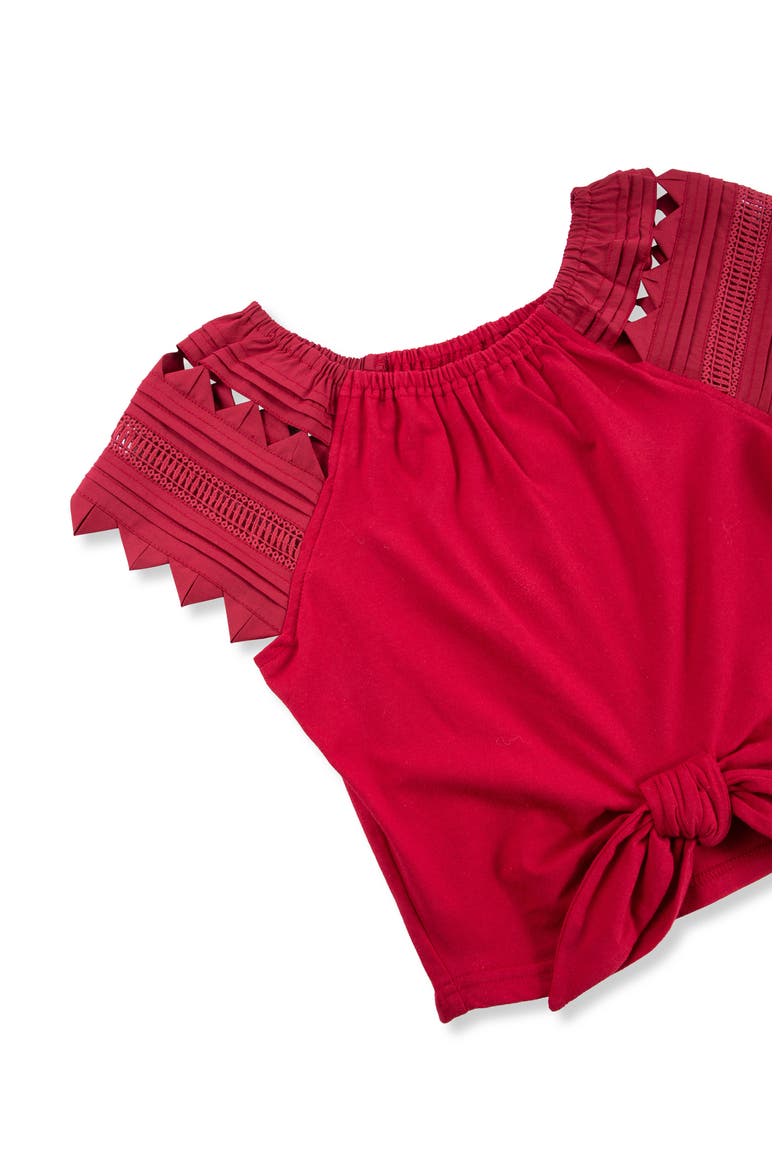 Kids' Embroidered Sleeve Top, Alternate, color, RED