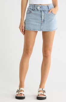 Crossover Waist Denim Miniskirt