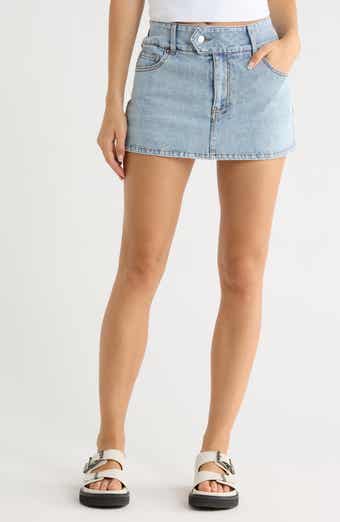 Crossover Waist Denim Miniskirt