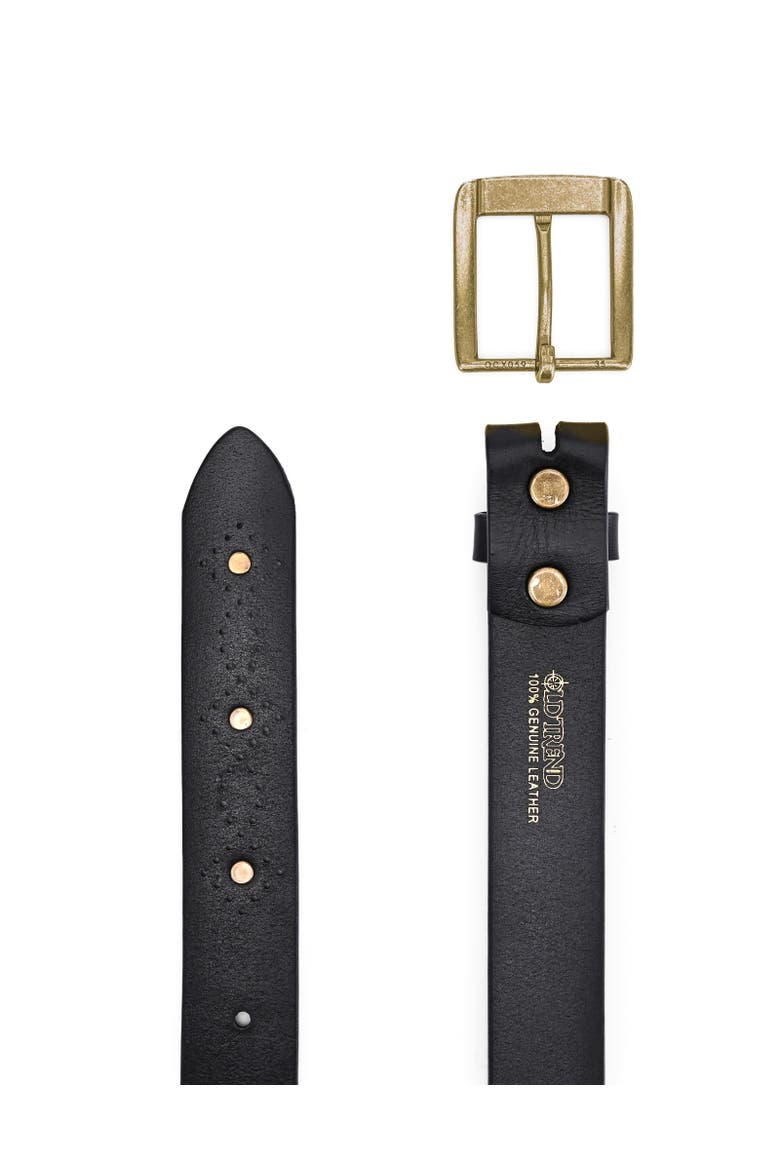 Daisy Genuine Leather Perforated Floral Detail Belt, Alternate, color, Black