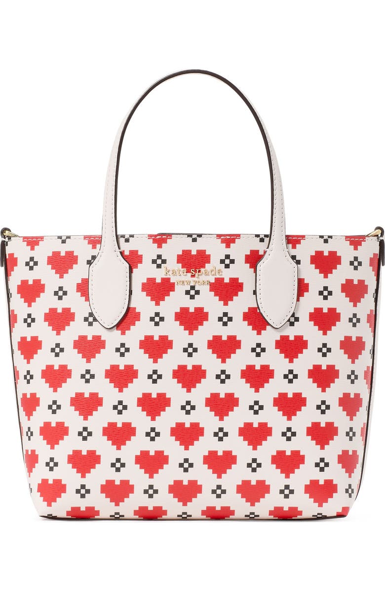 Kate Spade New York bleecker pixelated hearts print crossbody tote, Main, color,