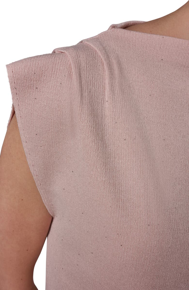 Donna Karan New York Shimmer Asymmetric Mock Neck Sweater, Alternate, color, Snow Petal